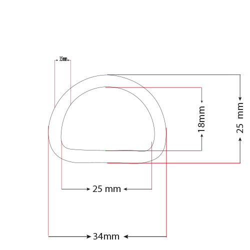 D-ring 25MM X 3MM Nickel
