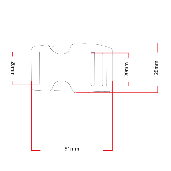 pom buckle 20mm maten POM Buckle 20MM Zwart