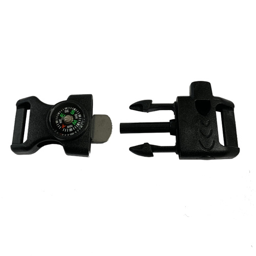 Survival Buckle 11MM Kunststoff mit Feuerstein und Pfeife und Kompass Survival buckle steeksluiting 11MM