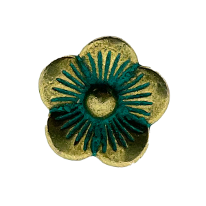 Perlina scorrevole fiore Antiquariato Bronzo /turchese