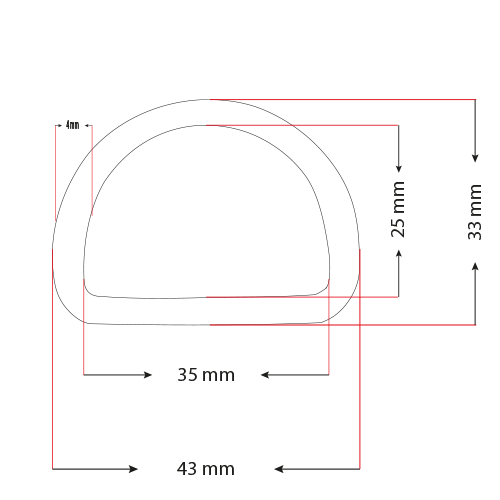 D-ring 35 X 4MM Nickel D-ring 35 X 4MM Nickel