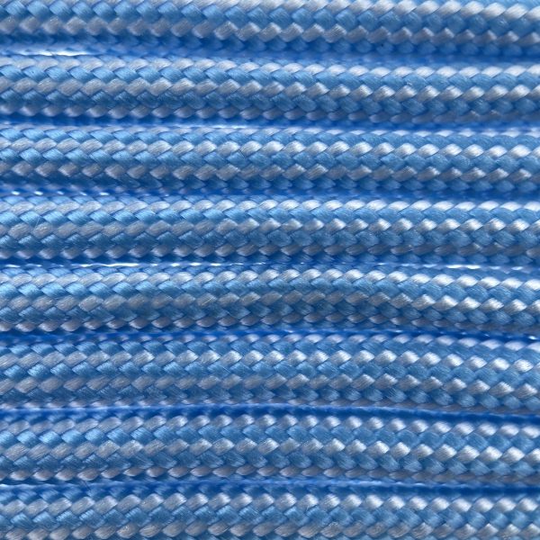 Paracord 550 tipo III Baby Blu / Bianco Stripes
