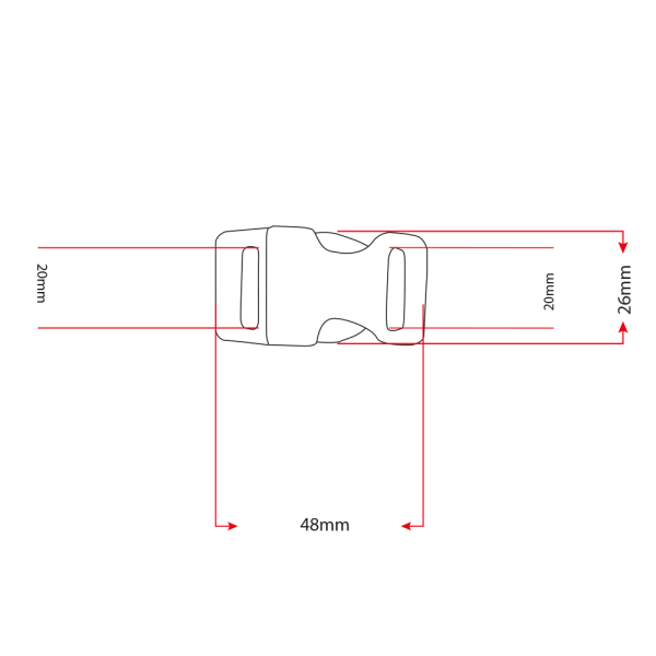 Alu-Max 20MM (3/4") buckle Nero