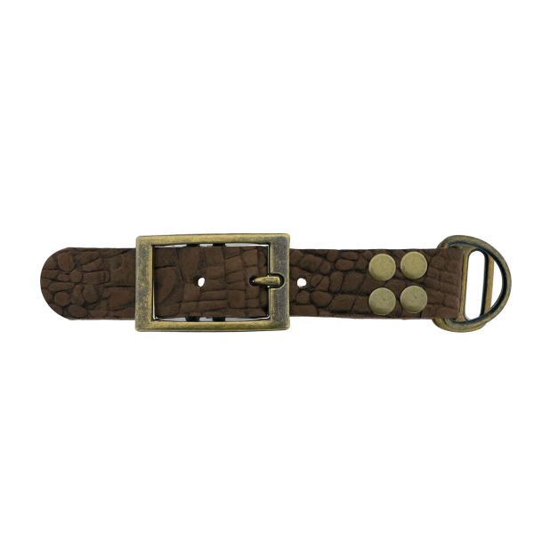 pelle di bufalo adattatore 25MM motivo croco Marrone/Antiquariato Bronzo