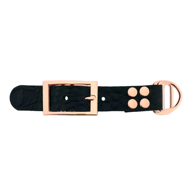 pelle di bufalo adattatore 25MM motivo croco Nero/Rose Oro pelle di bufalo adattatore 25MM motivo croco Nero/Rose Oro
