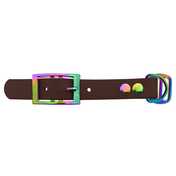 Biothane adapter 19MM Donkerbruin/Neo-Chrome