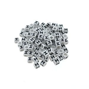 Paracord alfabet letter beads Wit H