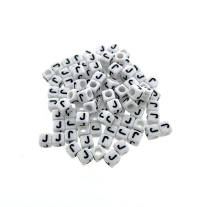 Paracord alfabet letter beads Wit J