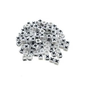 Paracord alfabet letter beads Wit K