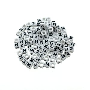 Paracord alfabet letter beads Wit M