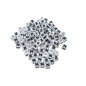 Paracord alfabet letter beads Wit N