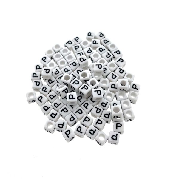 Paracord lettera dell'alfabeto perlina Bianco P