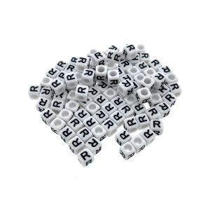 Paracord alfabet letter beads Wit R