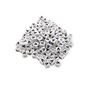 Paracord alfabet letter beads Wit V
