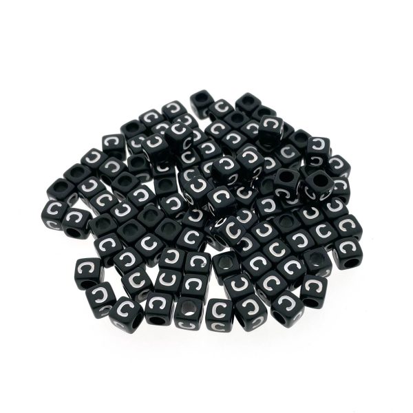 Paracord alfabet letter beads Zwart C