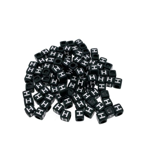 Paracord alfabet letter beads Zwart H
