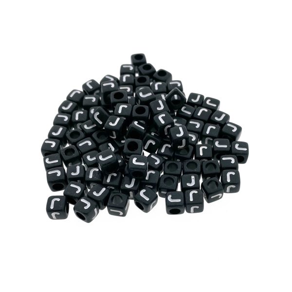 Paracord alfabet letter beads Zwart J