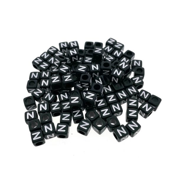 Paracord alfabet letter beads Zwart N
