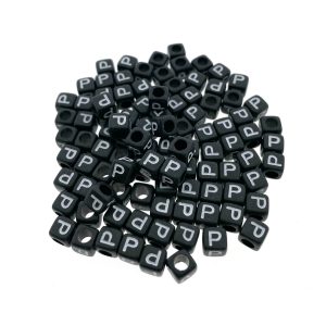Paracord alfabet letter beads Zwart P Paracord alfabet letter beads Zwart P