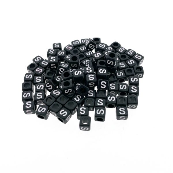 Paracord alfabet letter beads Zwart S
