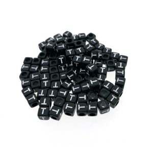 Paracord alfabet letter beads Zwart T Paracord alfabet letter beads Zwart T