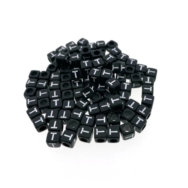 Paracord lettera dell'alfabeto perlina Nero T Paracord lettera dell'alfabeto perlina Nero T