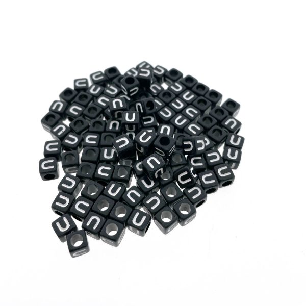 Paracord lettera dell'alfabeto perlina Nero U Paracord lettera dell'alfabeto perlina Nero U