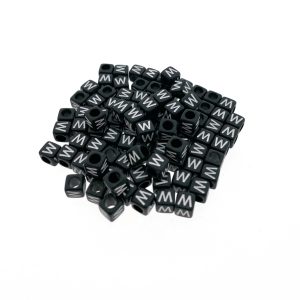 Paracord alfabet letter beads Zwart W Paracord alfabet letter beads Zwart W