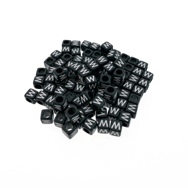 Paracord lettera dell'alfabeto perlina Nero W Paracord lettera dell'alfabeto perlina Nero W