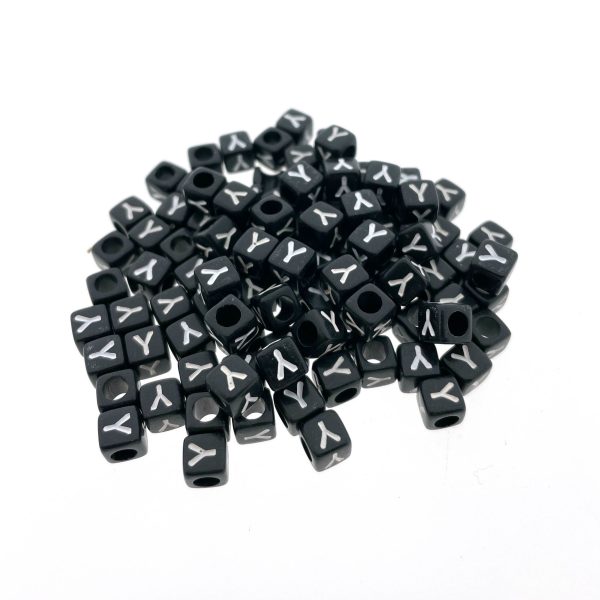 Paracord alfabet letter beads Zwart Y